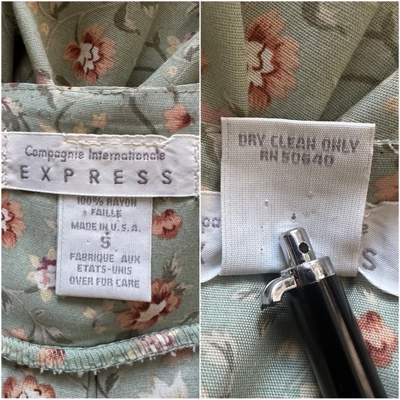 Vintage Express Compagnie Internationale Dress Sleeveless Maxi Floral Green Sz S - Picture 9 of 13